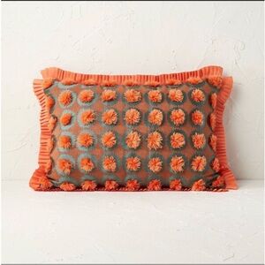 Opalhouse Rare 14” x 20” Orange Coral and Blue Accent Pillow with Ruffle